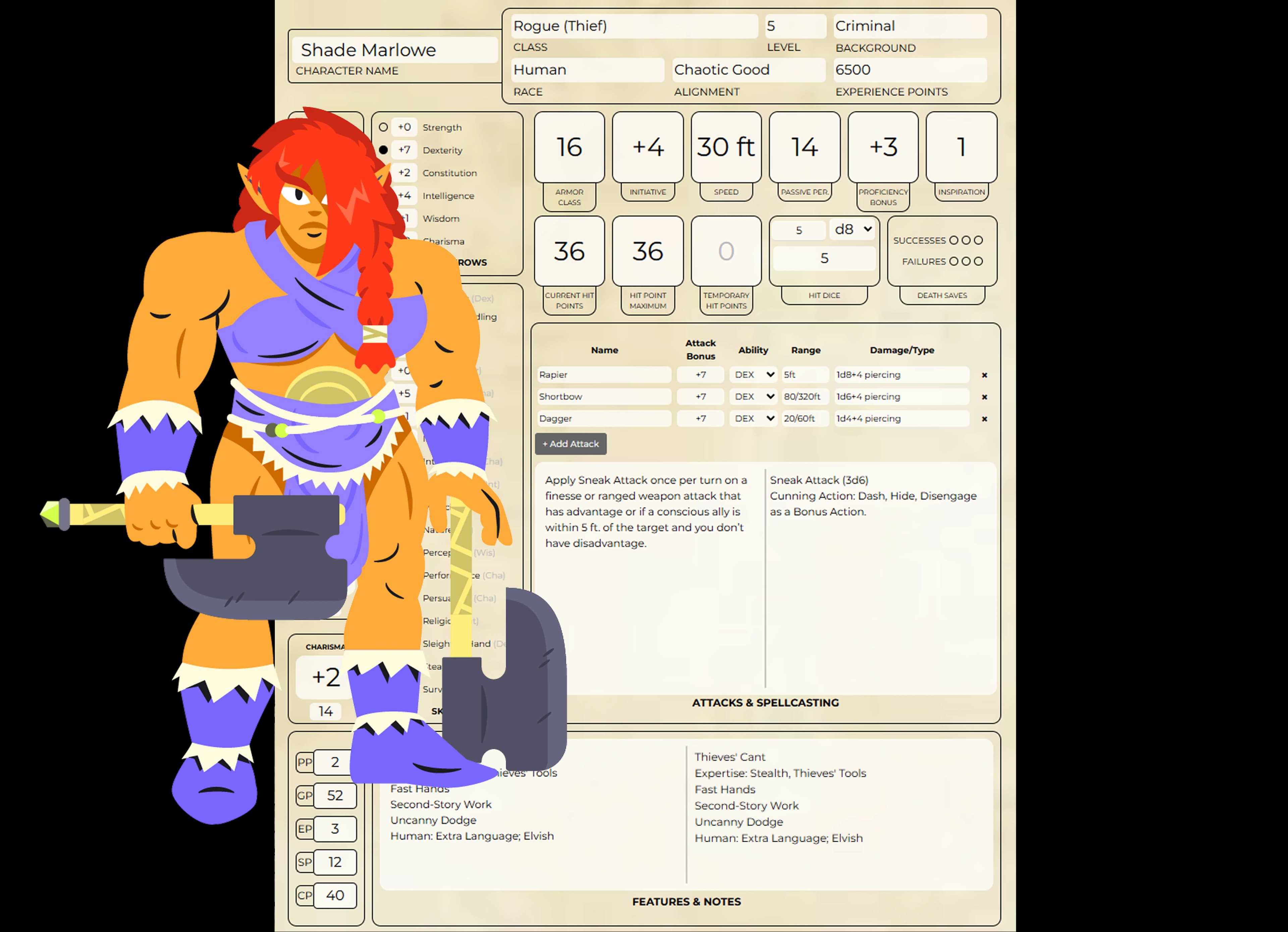 Player Character Example - Mobile